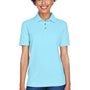 UltraClub Womens Whisper Short Sleeve Polo Shirt - Baby Blue - Closeout