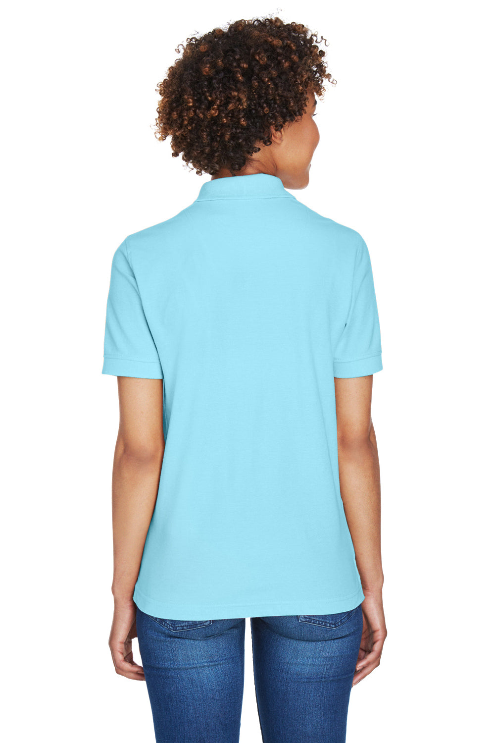 UltraClub 8541 Womens Whisper Short Sleeve Polo Shirt Baby Blue Back
