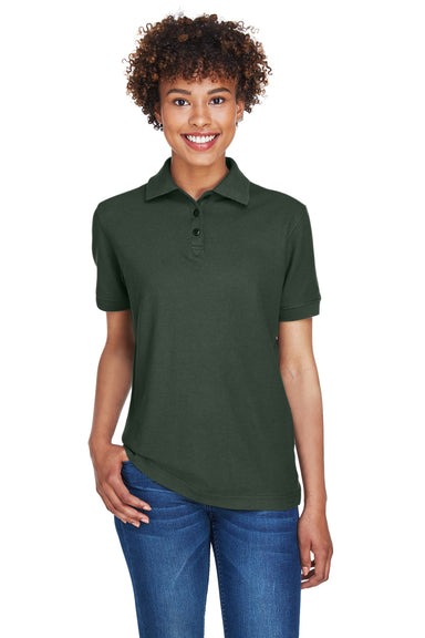 UltraClub 8541 Womens Whisper Short Sleeve Polo Shirt Forest Green Front
