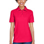 UltraClub Womens Whisper Short Sleeve Polo Shirt - Red - Closeout