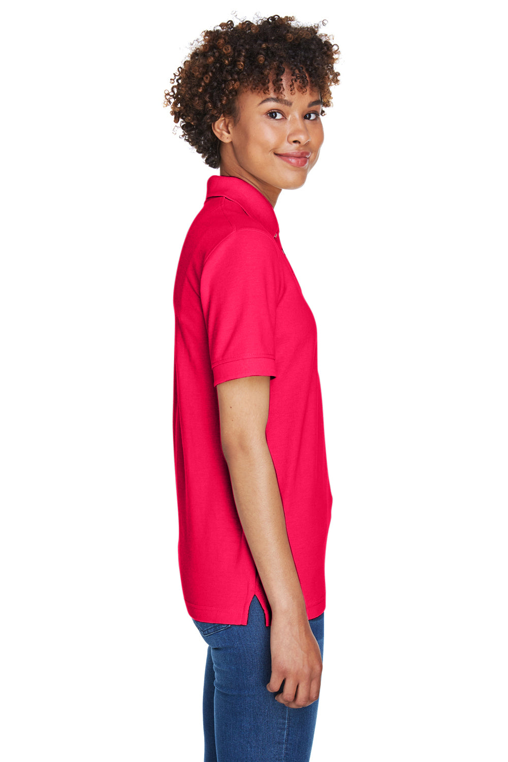 UltraClub 8541 Womens Whisper Short Sleeve Polo Shirt Red Side