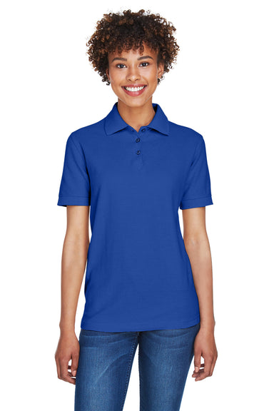 UltraClub 8541 Womens Whisper Short Sleeve Polo Shirt Royal Blue Front