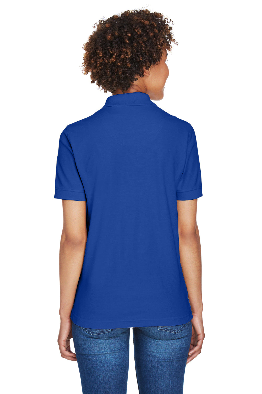 UltraClub 8541 Womens Whisper Short Sleeve Polo Shirt Royal Blue Back