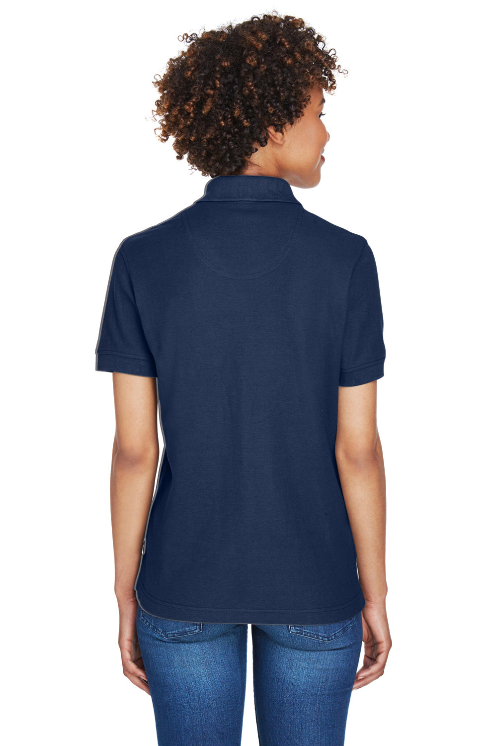 UltraClub 8541 Womens Whisper Short Sleeve Polo Shirt Navy Blue Back