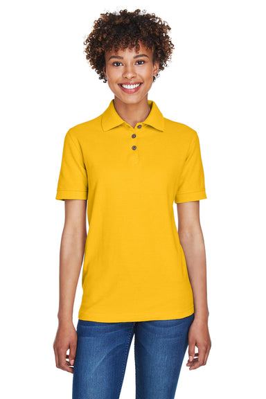 UltraClub 8541 Womens Whisper Short Sleeve Polo Shirt Gold Front
