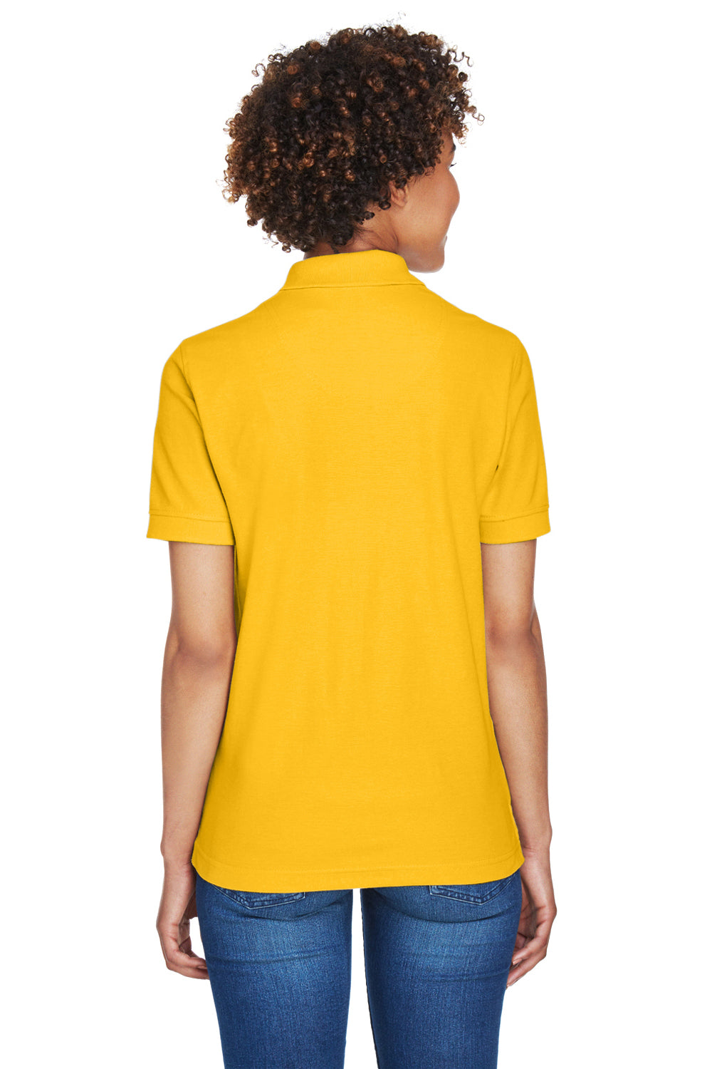 UltraClub 8541 Womens Whisper Short Sleeve Polo Shirt Gold Back