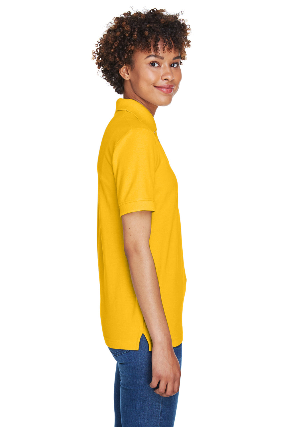 UltraClub 8541 Womens Whisper Short Sleeve Polo Shirt Gold Side
