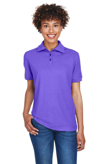 UltraClub 8541 Womens Whisper Short Sleeve Polo Shirt Purple Front