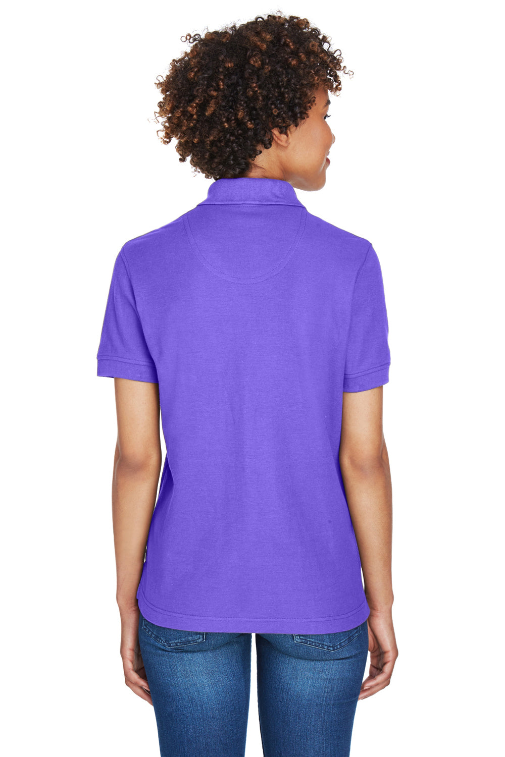 UltraClub 8541 Womens Whisper Short Sleeve Polo Shirt Purple Back