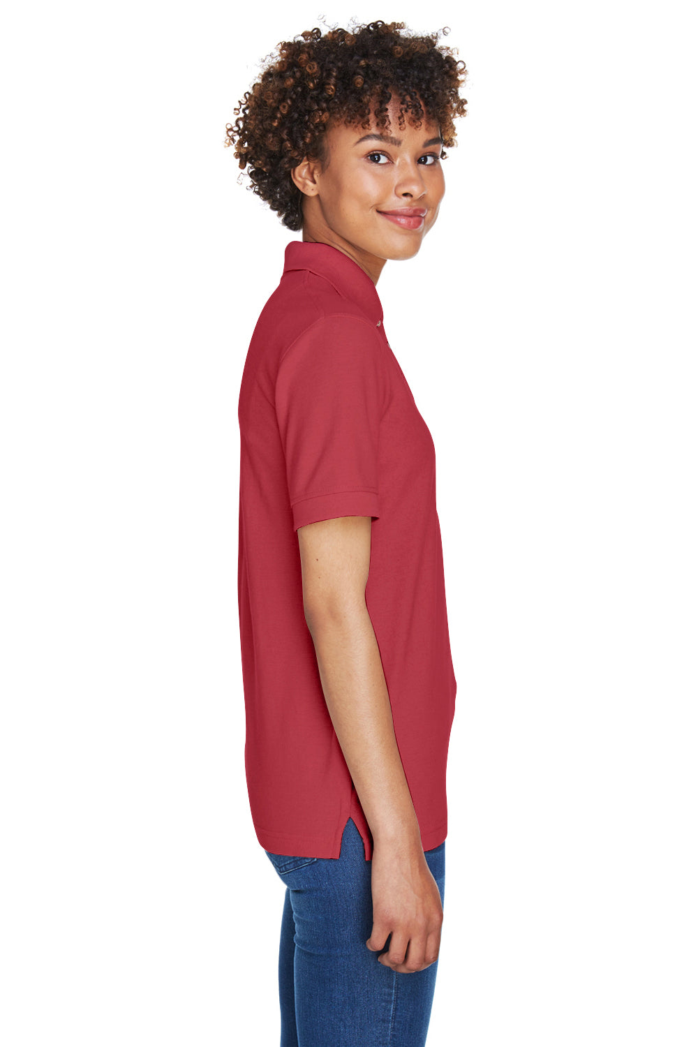 UltraClub 8541 Womens Whisper Short Sleeve Polo Shirt Cardinal Red Side