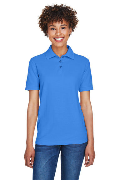 UltraClub 8541 Womens Whisper Short Sleeve Polo Shirt French Blue Front