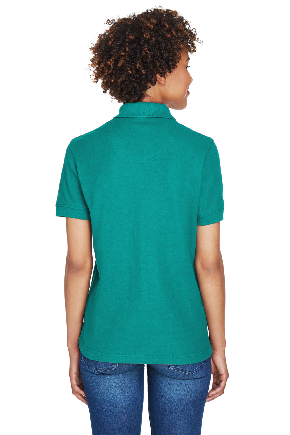 UltraClub 8541 Womens Whisper Short Sleeve Polo Shirt Jade Green Back