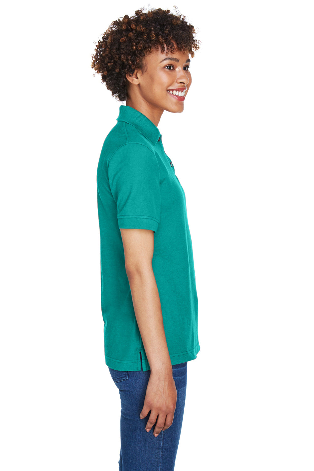 UltraClub 8541 Womens Whisper Short Sleeve Polo Shirt Jade Green Side