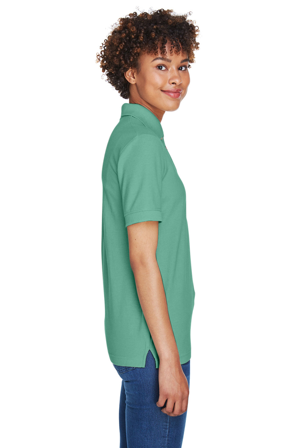UltraClub 8541 Womens Whisper Short Sleeve Polo Shirt Leaf Green Side