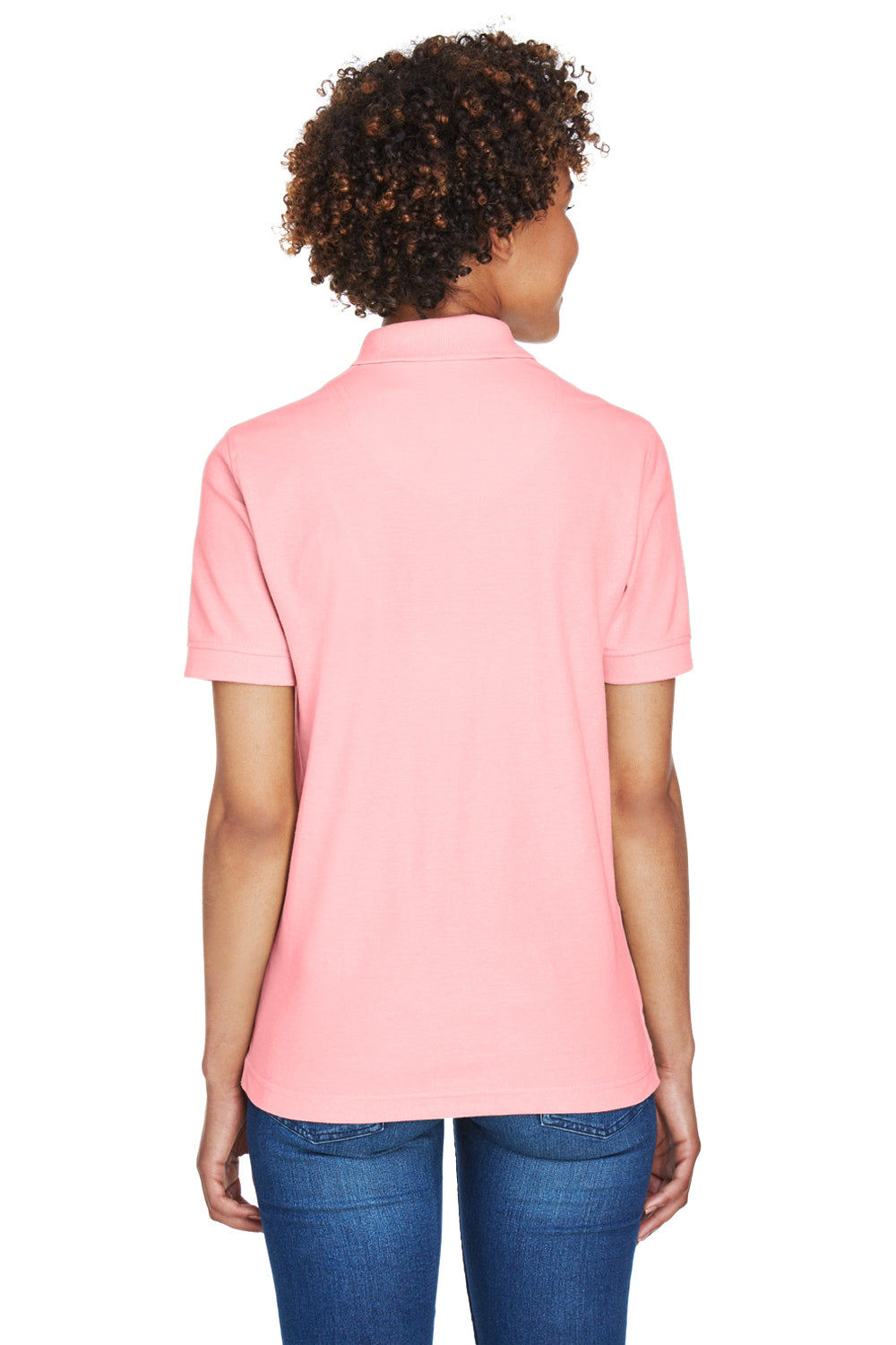 UltraClub 8541 Womens Whisper Short Sleeve Polo Shirt Pink Back