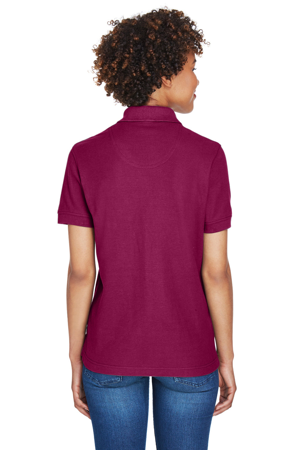 UltraClub 8541 Womens Whisper Short Sleeve Polo Shirt Wine Red Back