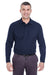 UltraClub 8542 Mens Whisper Long Sleeve Polo Shirt Navy Blue Front