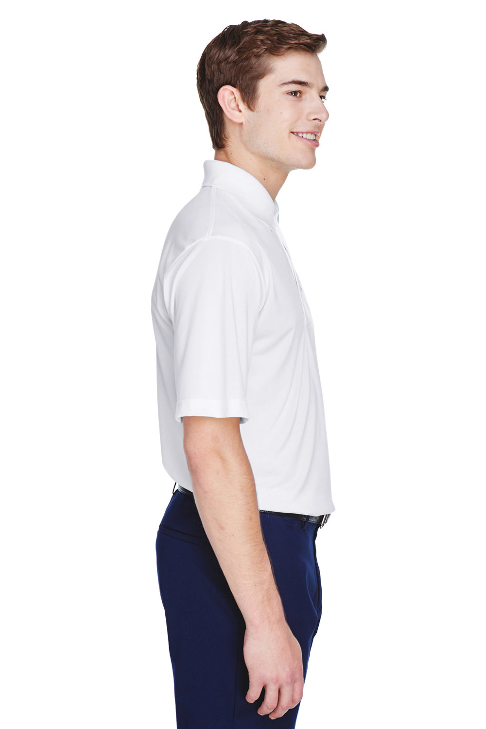 UltraClub 8610 Mens Cool & Dry 8 Star Elite Performance Moisture Wicking Short Sleeve Polo Shirt White Side