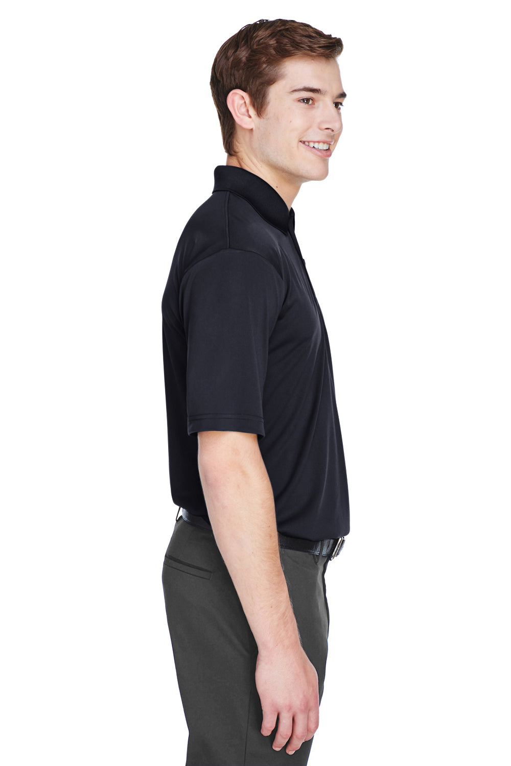 UltraClub 8610 Mens Cool & Dry 8 Star Elite Performance Moisture Wicking Short Sleeve Polo Shirt Black Side