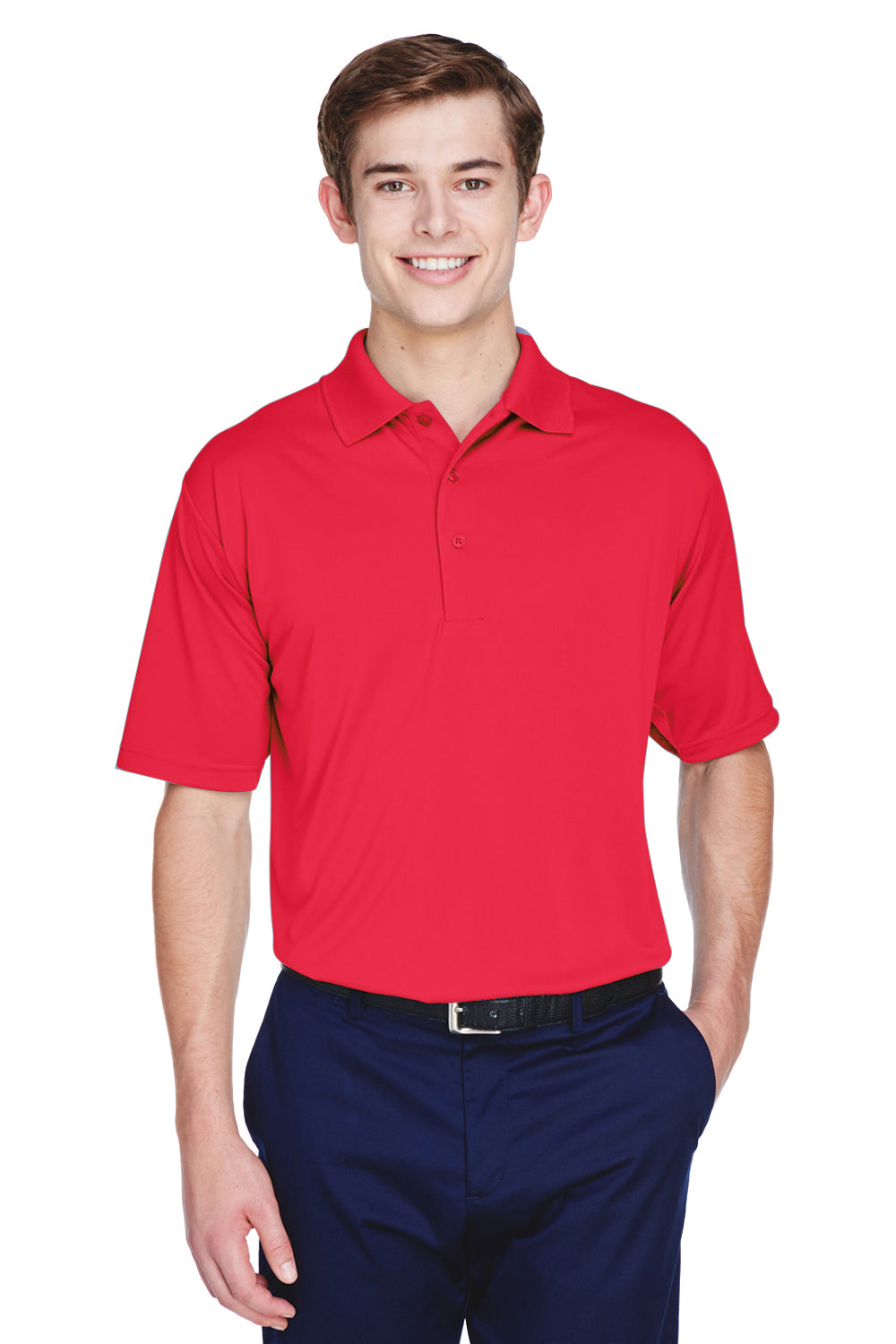 UltraClub 8610 Mens Cool & Dry 8 Star Elite Performance Moisture Wicking Short Sleeve Polo Shirt Red Front