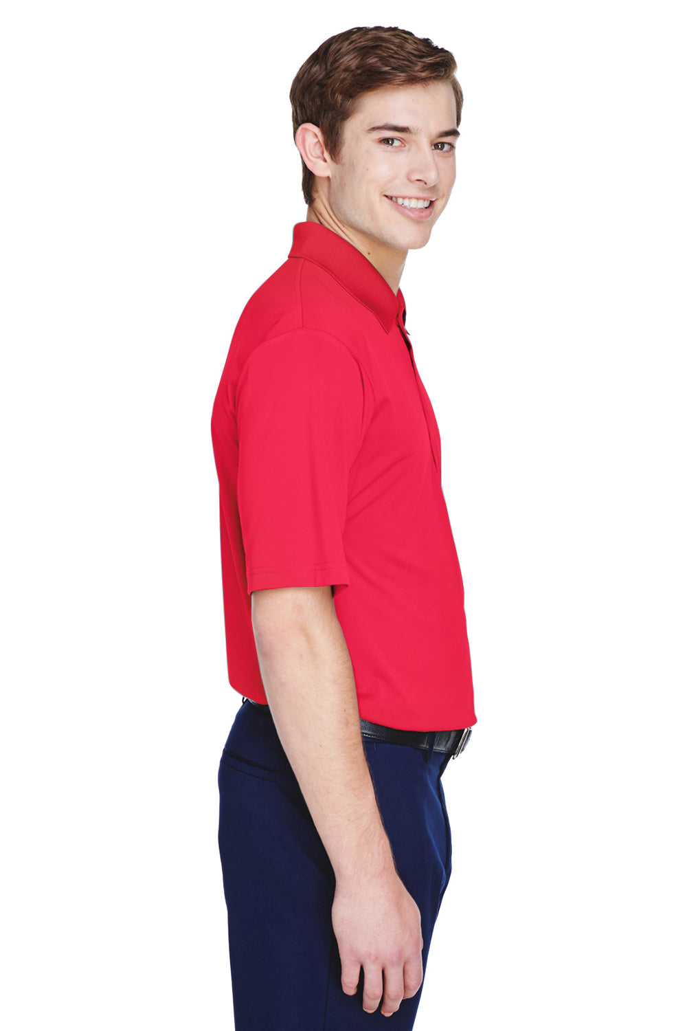 UltraClub 8610 Mens Cool & Dry 8 Star Elite Performance Moisture Wicking Short Sleeve Polo Shirt Red Side
