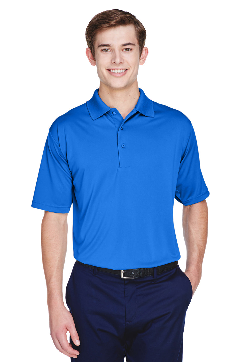 UltraClub 8610 Mens Cool & Dry 8 Star Elite Performance Moisture Wicking Short Sleeve Polo Shirt Royal Blue Front