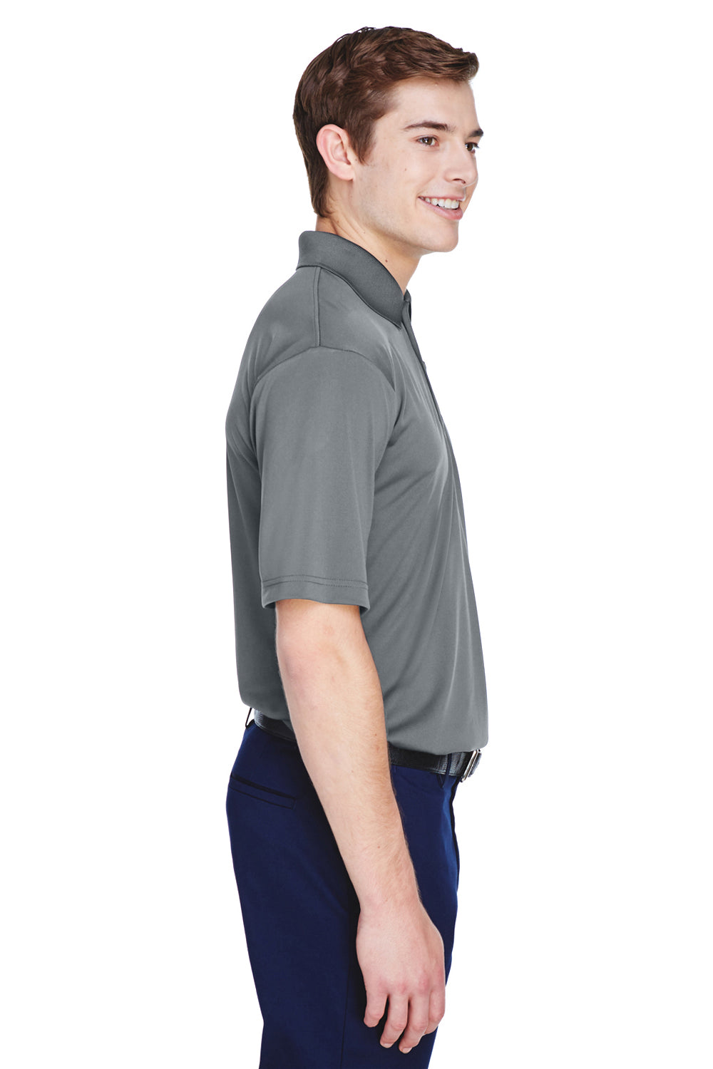 UltraClub 8610 Mens Cool & Dry 8 Star Elite Performance Moisture Wicking Short Sleeve Polo Shirt Charcoal Grey Side