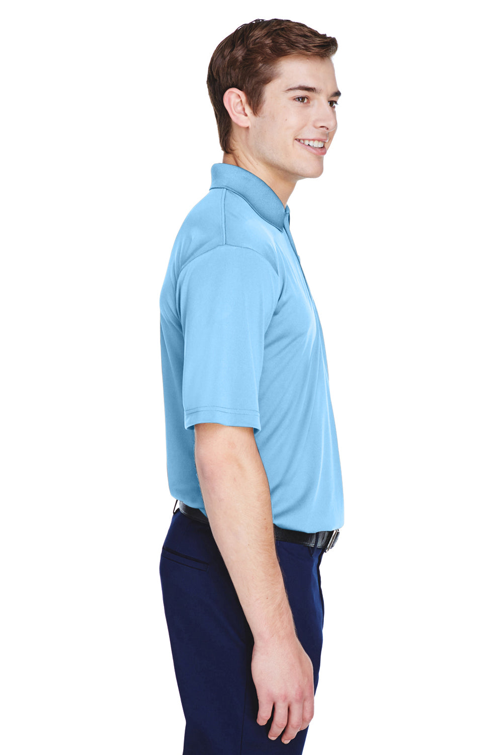 UltraClub 8610 Mens Cool & Dry 8 Star Elite Performance Moisture Wicking Short Sleeve Polo Shirt Columbia Blue Side