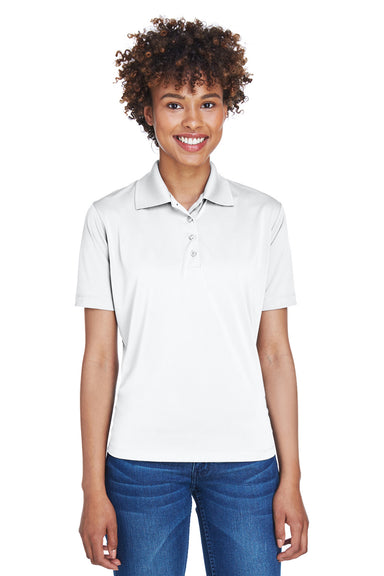 UltraClub 8610L Womens Cool & Dry 8 Star Elite Performance Moisture Wicking Short Sleeve Polo Shirt White Front