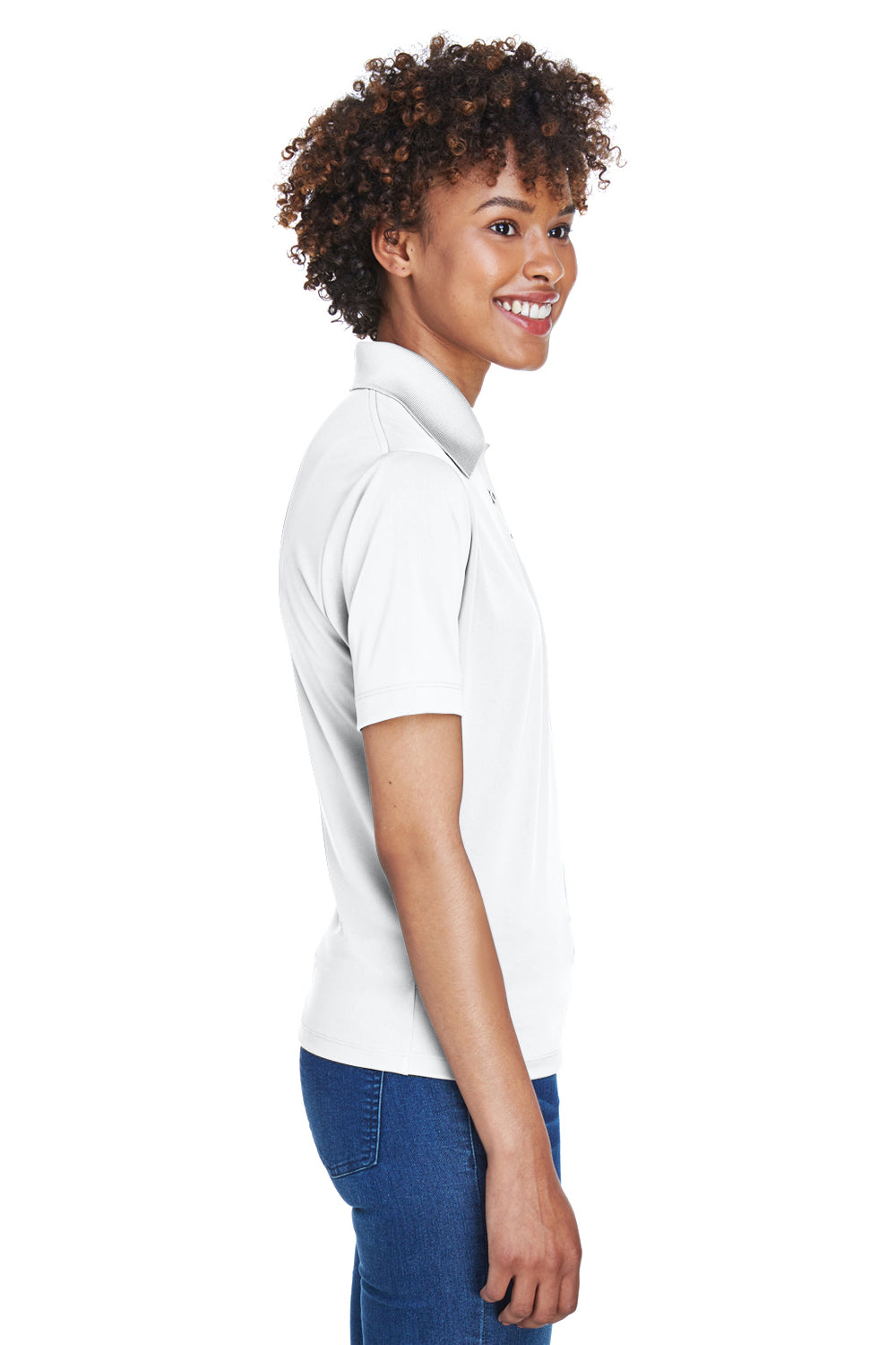 UltraClub 8610L Womens Cool & Dry 8 Star Elite Performance Moisture Wicking Short Sleeve Polo Shirt White Side