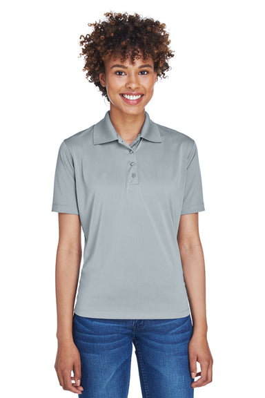 UltraClub 8610L Womens Cool & Dry 8 Star Elite Performance Moisture Wicking Short Sleeve Polo Shirt Silver Grey Front