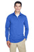 UltraClub 8618 Mens Heather Cool & Dry Performance Moisture Wicking 1/4 Zip Sweatshirt Royal Blue Front