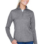 UltraClub Womens Heather Cool & Dry Performance Moisture Wicking 1/4 Zip Sweatshirt - Heather Charcoal Grey