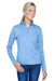 UltraClub 8618W Womens Heather Cool & Dry Performance Moisture Wicking 1/4 Zip Sweatshirt Columbia Blue Front
