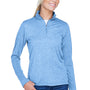 UltraClub Womens Heather Cool & Dry Performance Moisture Wicking 1/4 Zip Sweatshirt - Heather Columbia Blue
