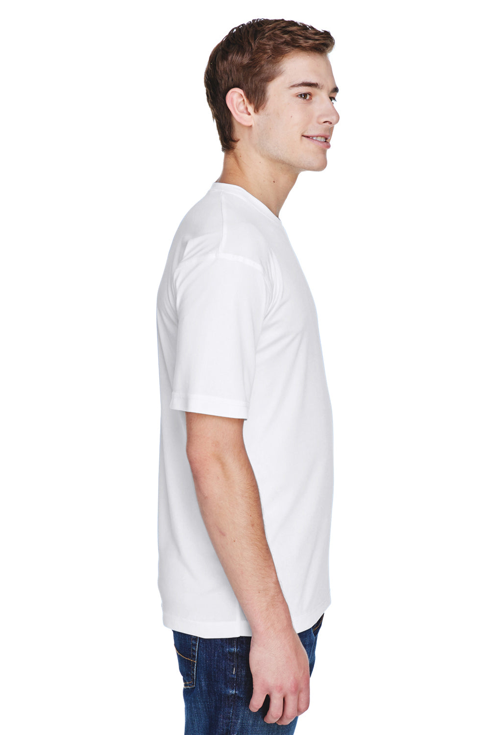 UltraClub 8620 Mens Cool & Dry Performance Moisture Wicking Short Sleeve Crewneck T-Shirt White Side