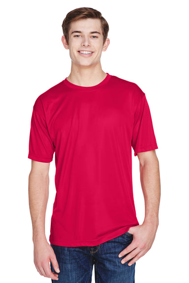 UltraClub 8620 Mens Cool & Dry Performance Moisture Wicking Short Sleeve Crewneck T-Shirt Red Front