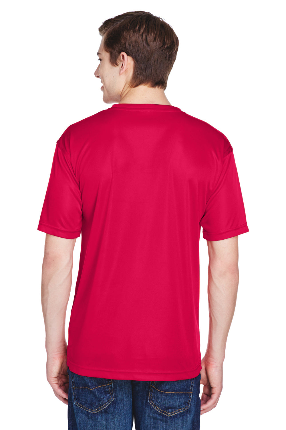 UltraClub 8620 Mens Cool & Dry Performance Moisture Wicking Short Sleeve Crewneck T-Shirt Red Back