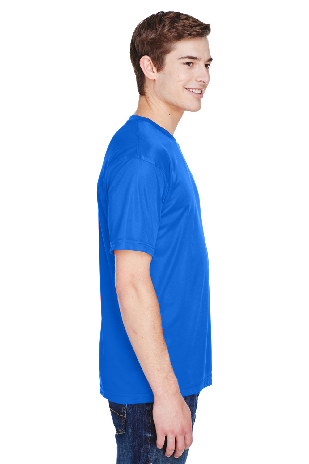 UltraClub 8620 Mens Cool & Dry Performance Moisture Wicking Short Sleeve Crewneck T-Shirt Royal Blue Side