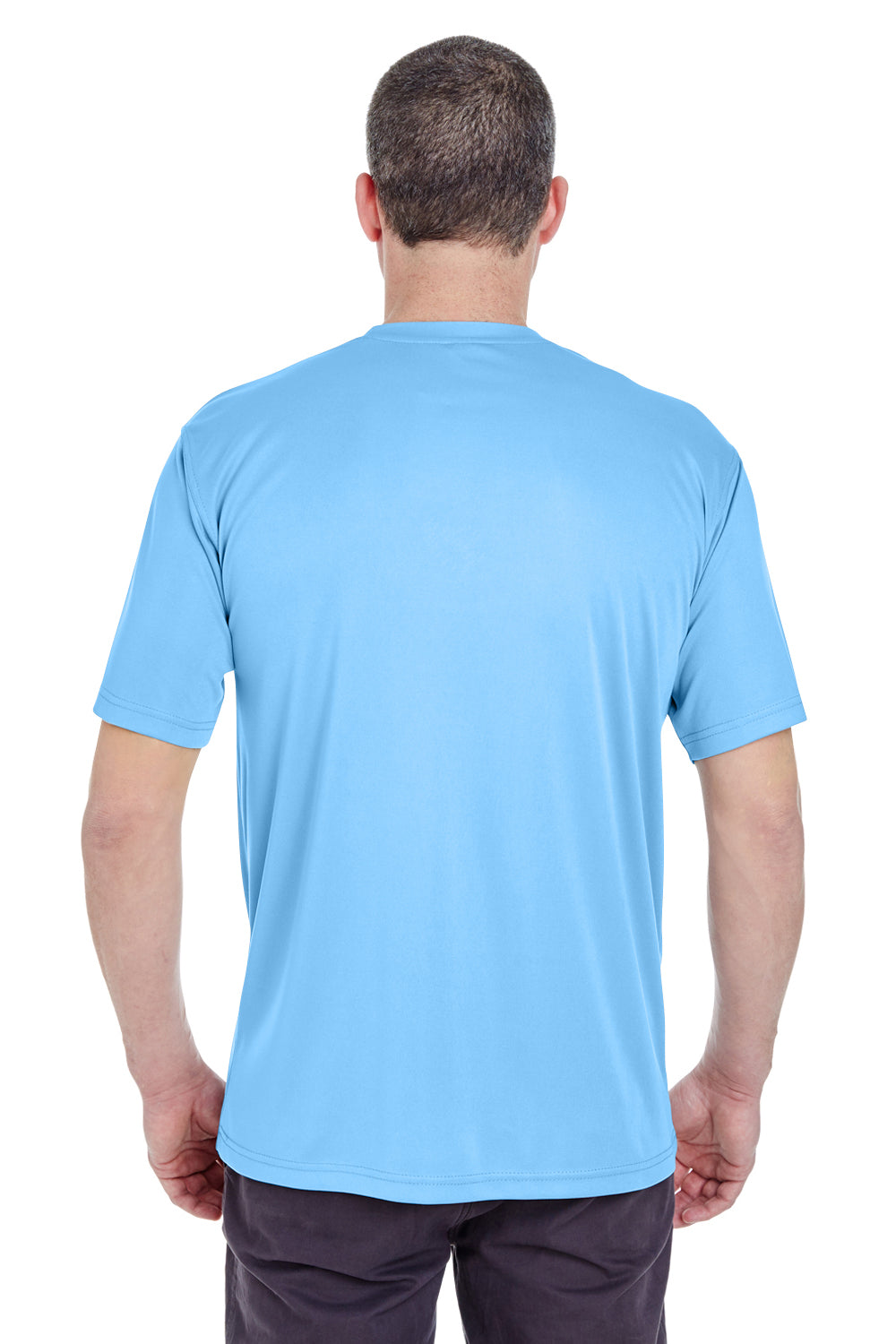 UltraClub 8620 Mens Cool & Dry Performance Moisture Wicking Short Sleeve Crewneck T-Shirt Columbia Blue Back