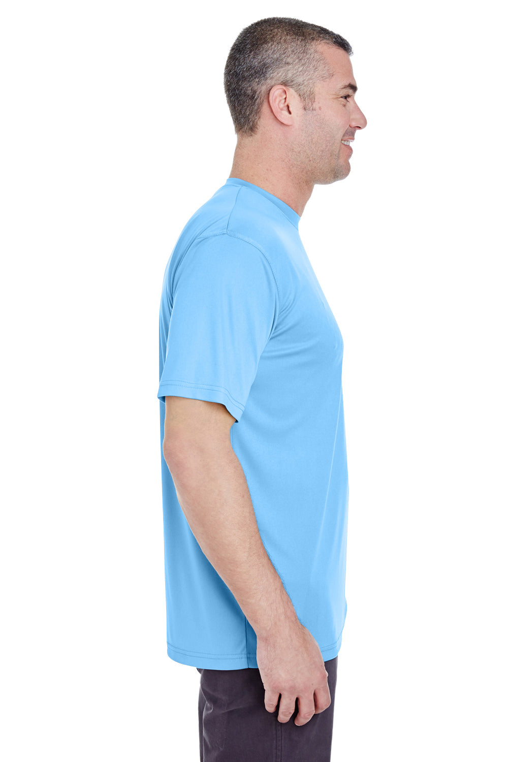 UltraClub 8620 Mens Cool & Dry Performance Moisture Wicking Short Sleeve Crewneck T-Shirt Columbia Blue Side