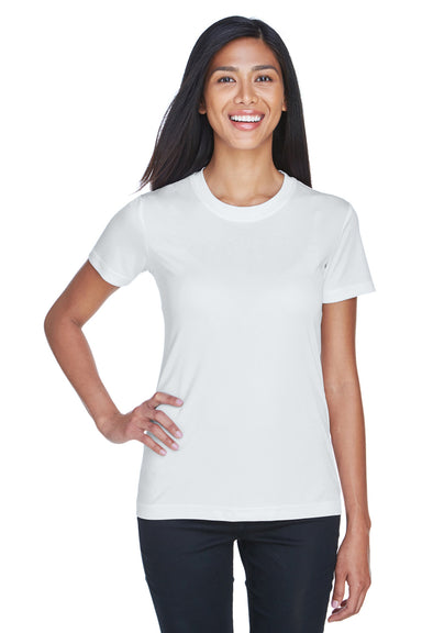 UltraClub 8620L Womens Cool & Dry Performance Moisture Wicking Short Sleeve Crewneck T-Shirt White Front