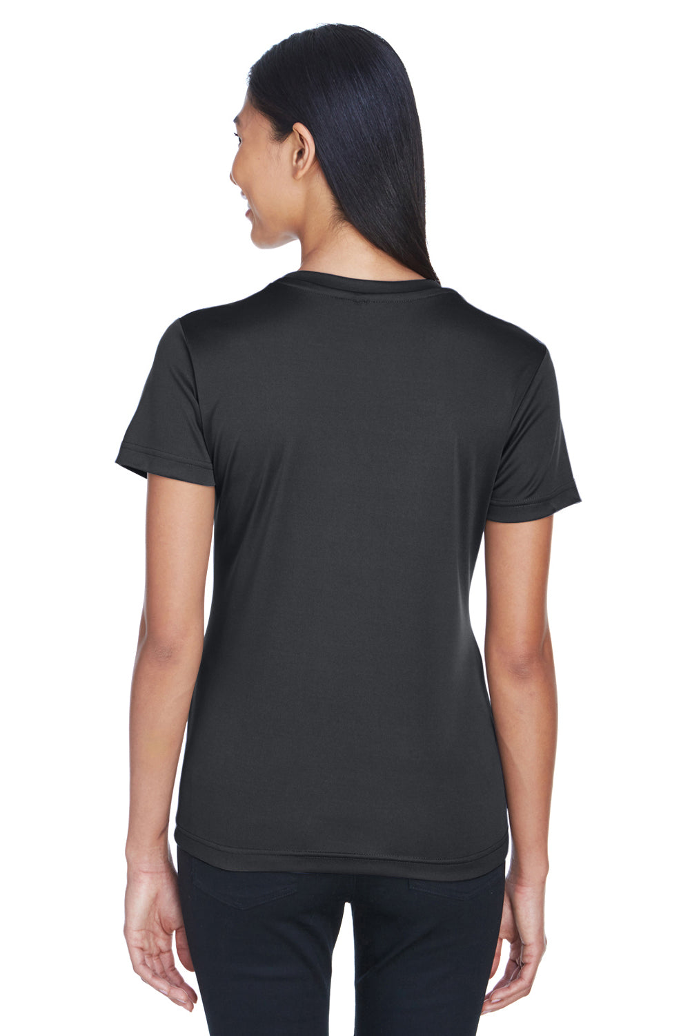 UltraClub 8620L Womens Cool & Dry Performance Moisture Wicking Short Sleeve Crewneck T-Shirt Black Back