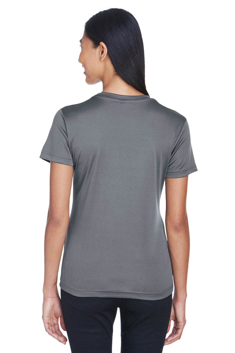 UltraClub 8620L Womens Cool & Dry Performance Moisture Wicking Short Sleeve Crewneck T-Shirt Charcoal Grey Back