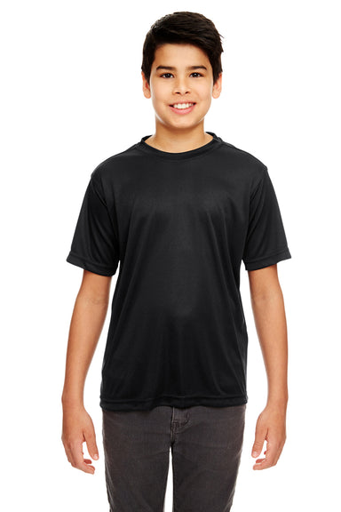 UltraClub 8620Y Youth Cool & Dry Performance Moisture Wicking Short Sleeve Crewneck T-Shirt Black Front