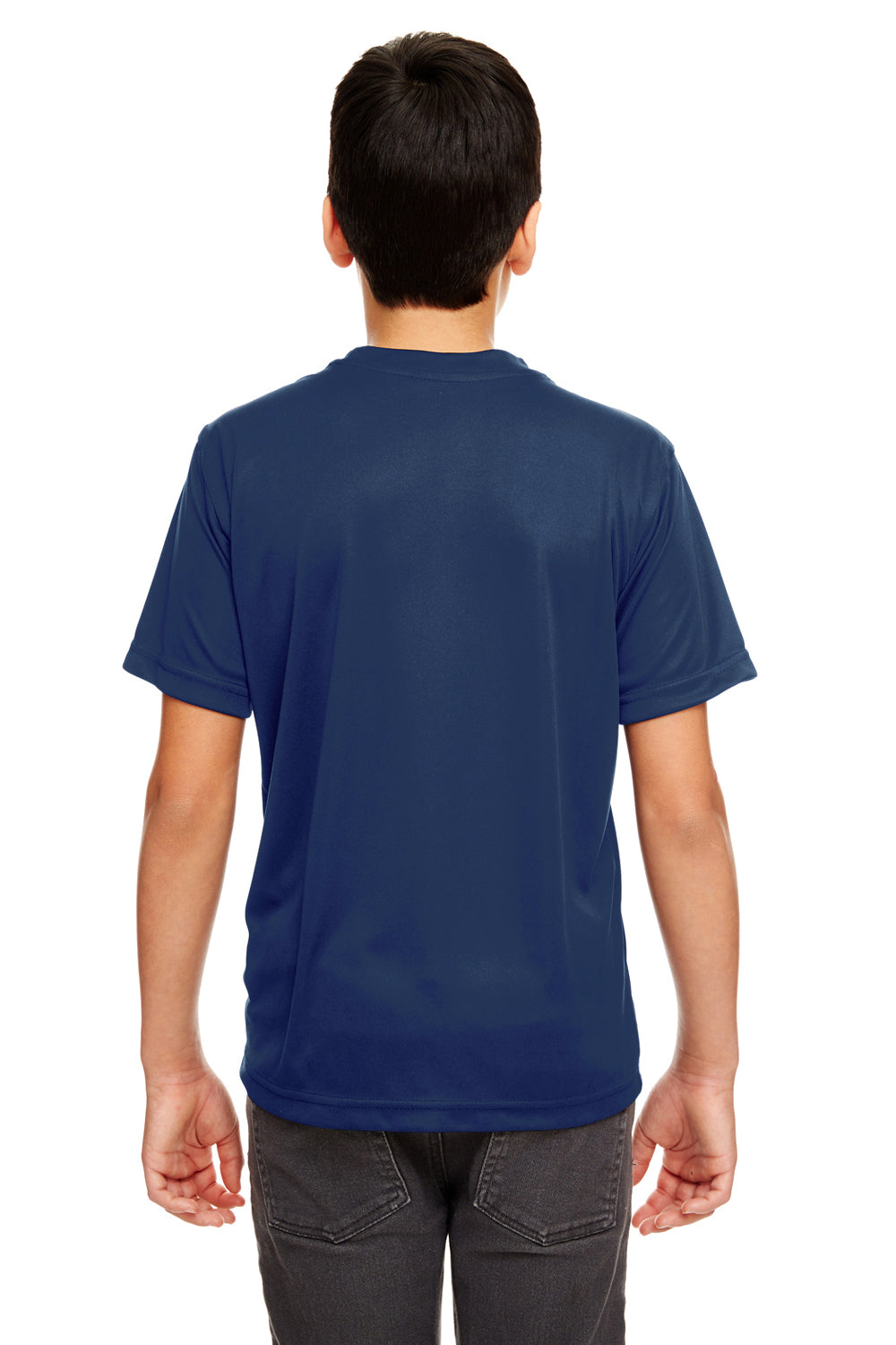 UltraClub 8620Y Youth Cool & Dry Performance Moisture Wicking Short Sleeve Crewneck T-Shirt Navy Blue Back