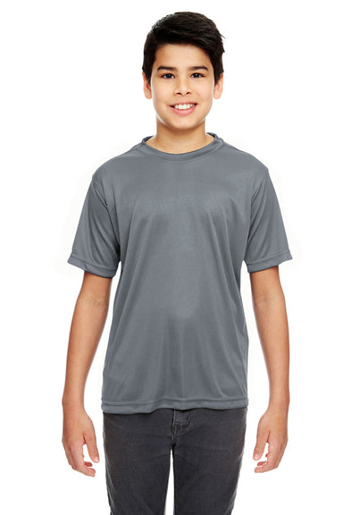 UltraClub 8620Y Youth Cool & Dry Performance Moisture Wicking Short Sleeve Crewneck T-Shirt Charcoal Grey Front