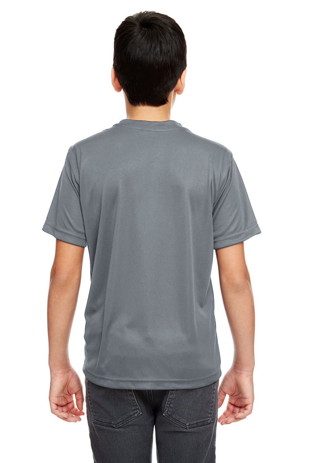 UltraClub 8620Y Youth Cool & Dry Performance Moisture Wicking Short Sleeve Crewneck T-Shirt Charcoal Grey Back
