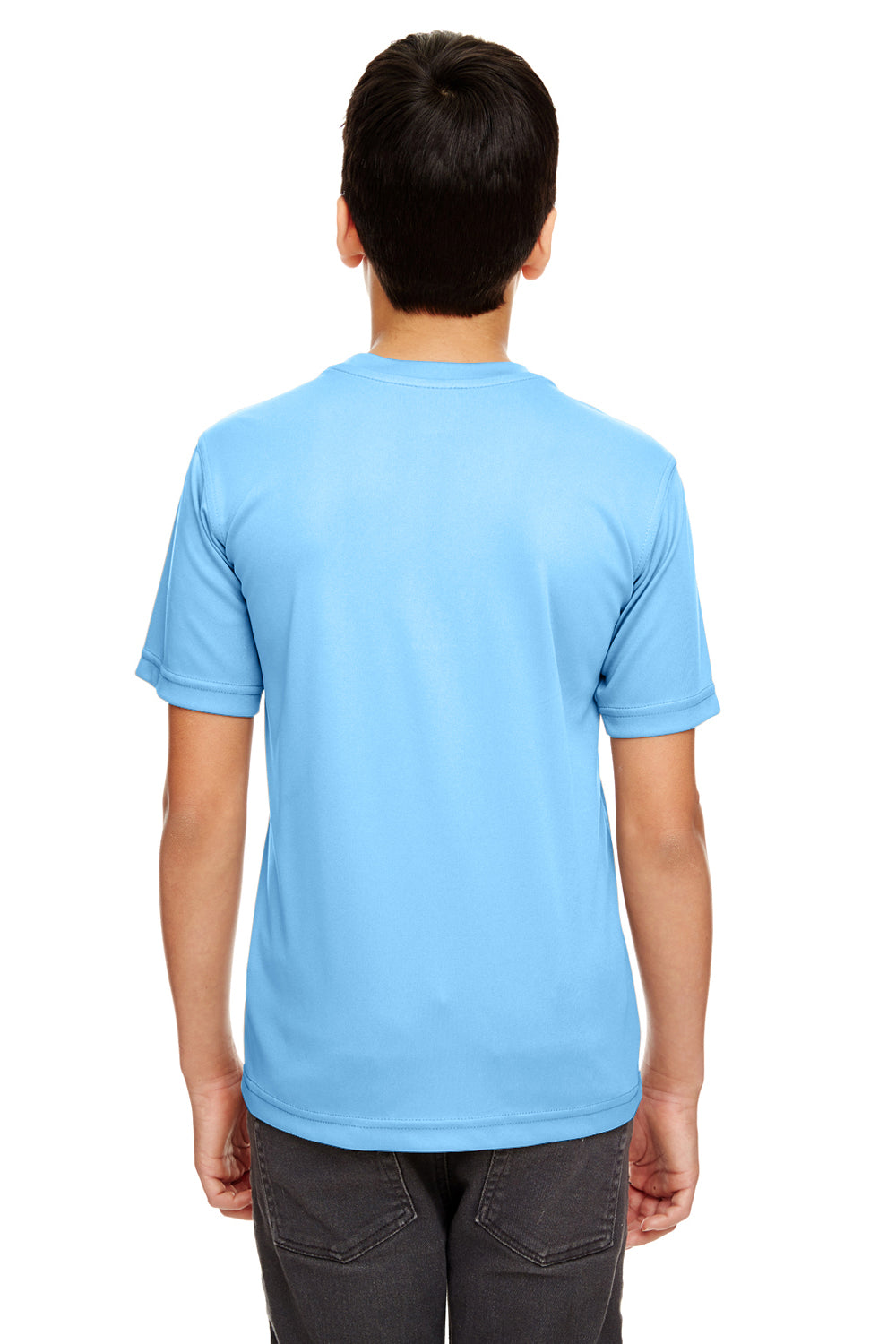 UltraClub 8620Y Youth Cool & Dry Performance Moisture Wicking Short Sleeve Crewneck T-Shirt Columbia Blue Back