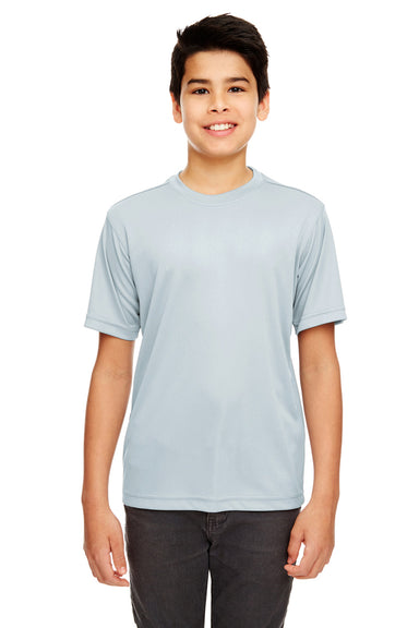 UltraClub 8620Y Youth Cool & Dry Performance Moisture Wicking Short Sleeve Crewneck T-Shirt Grey Front